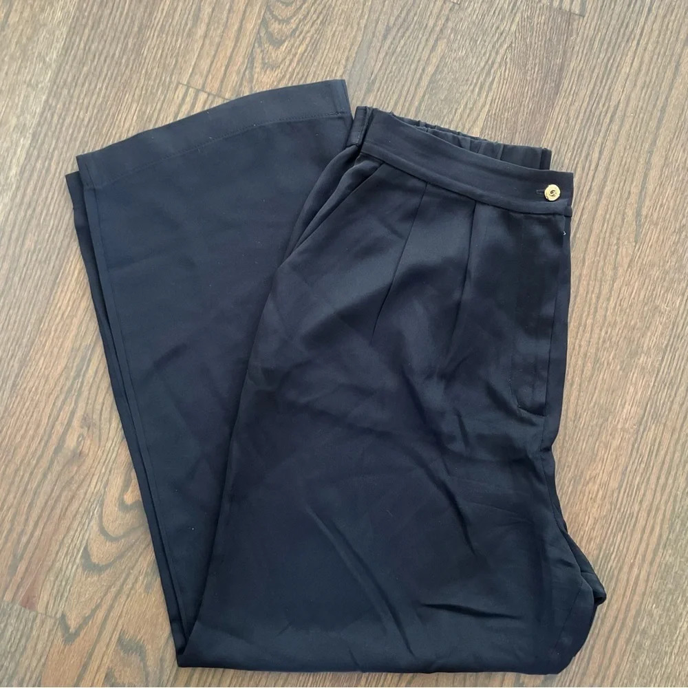 St.John Collection Black Wide Leg Silk Pants